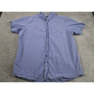 Columbia Shirt Mens XXL Blue Checked Button Up Outdoor Short‎ Sleeve Casual
